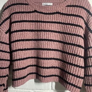Pink and Black Striped Women's Sweater